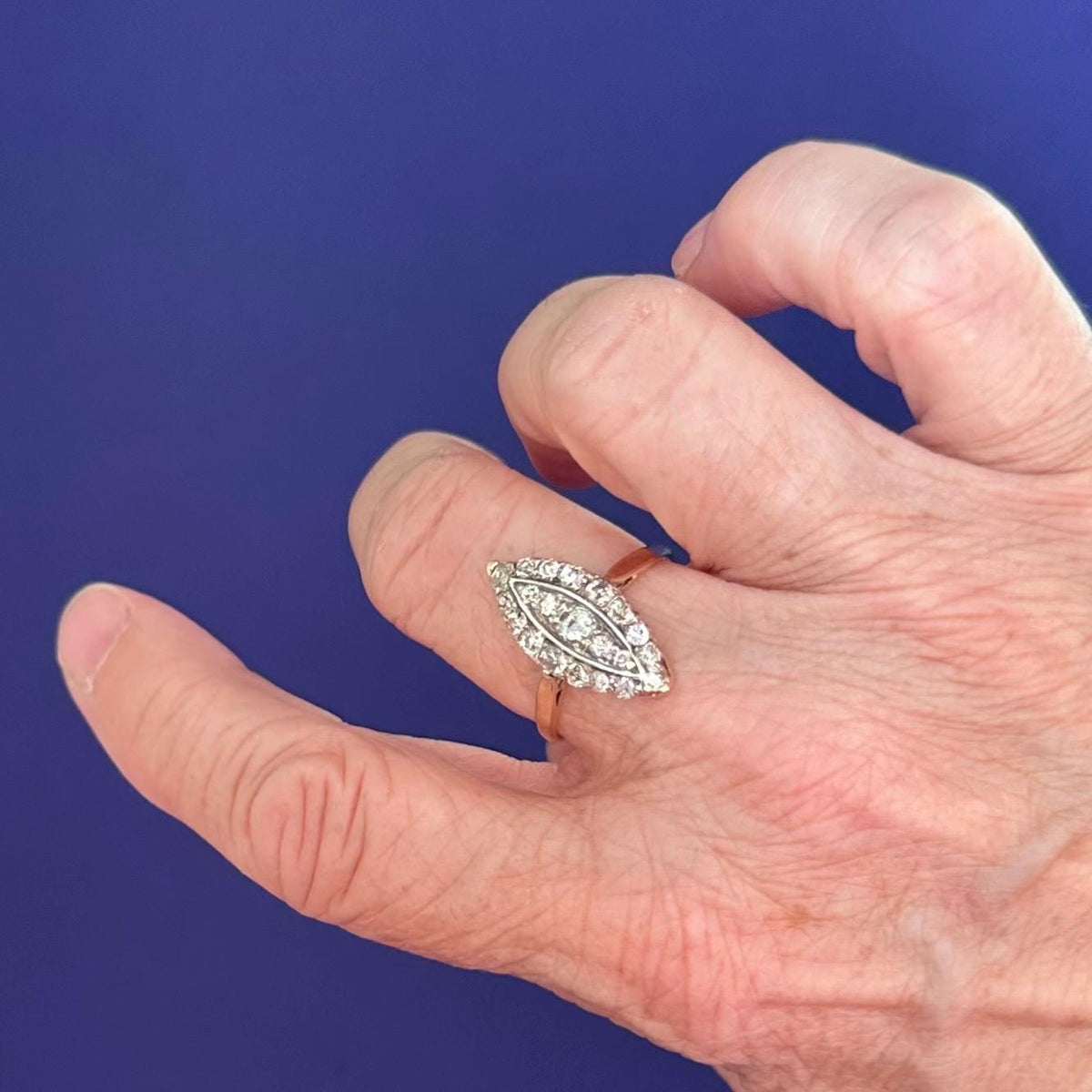 Antique 9 ct gold Old Mine Cut Diamond Ring: 1.21 Carats natural mined diamonds, Diamonds Assessed by DGA Gem-A Specialist