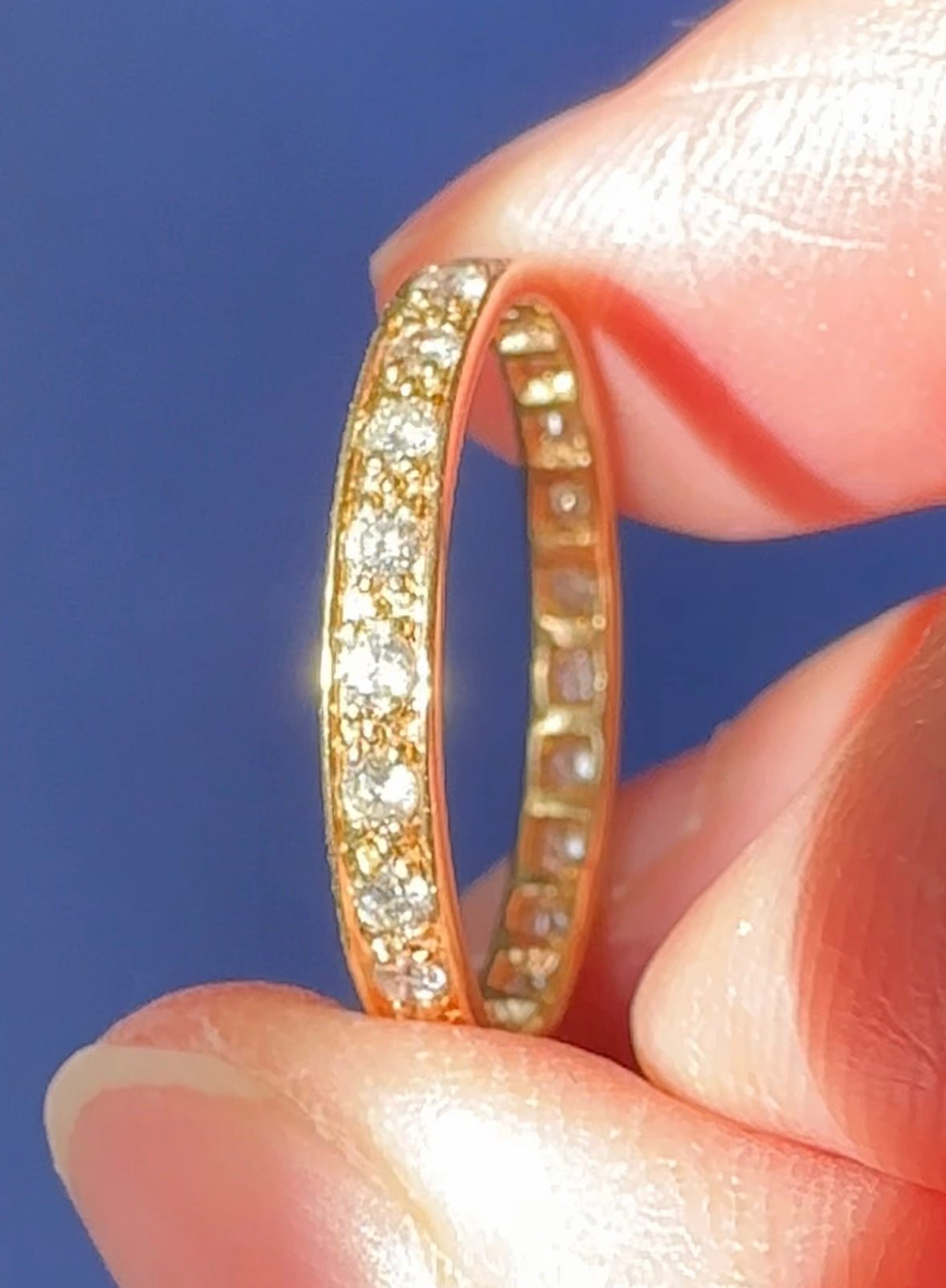 Antique 0.7 carat Diamond Full Eternity Band Ring - 22 ct Yellow Gold Diamonds Assessed by DGA Gem-A Specialist