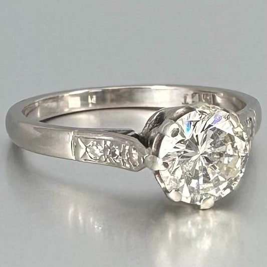 Antique 0.87 ct Diamond Solitaire Ring, 18 carat gold, K.5 / 5.5 Assessed by Gem-A Diamond Specialist