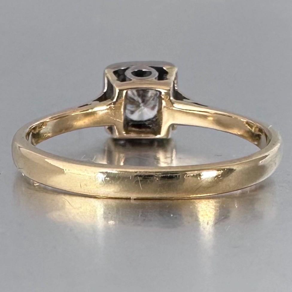 Antique 0.4 ct Diamond Solitaire Ring 18k Gold Platinum, US 6.75 UK N Diamonds Assessed by DGA Gem-A Specialist