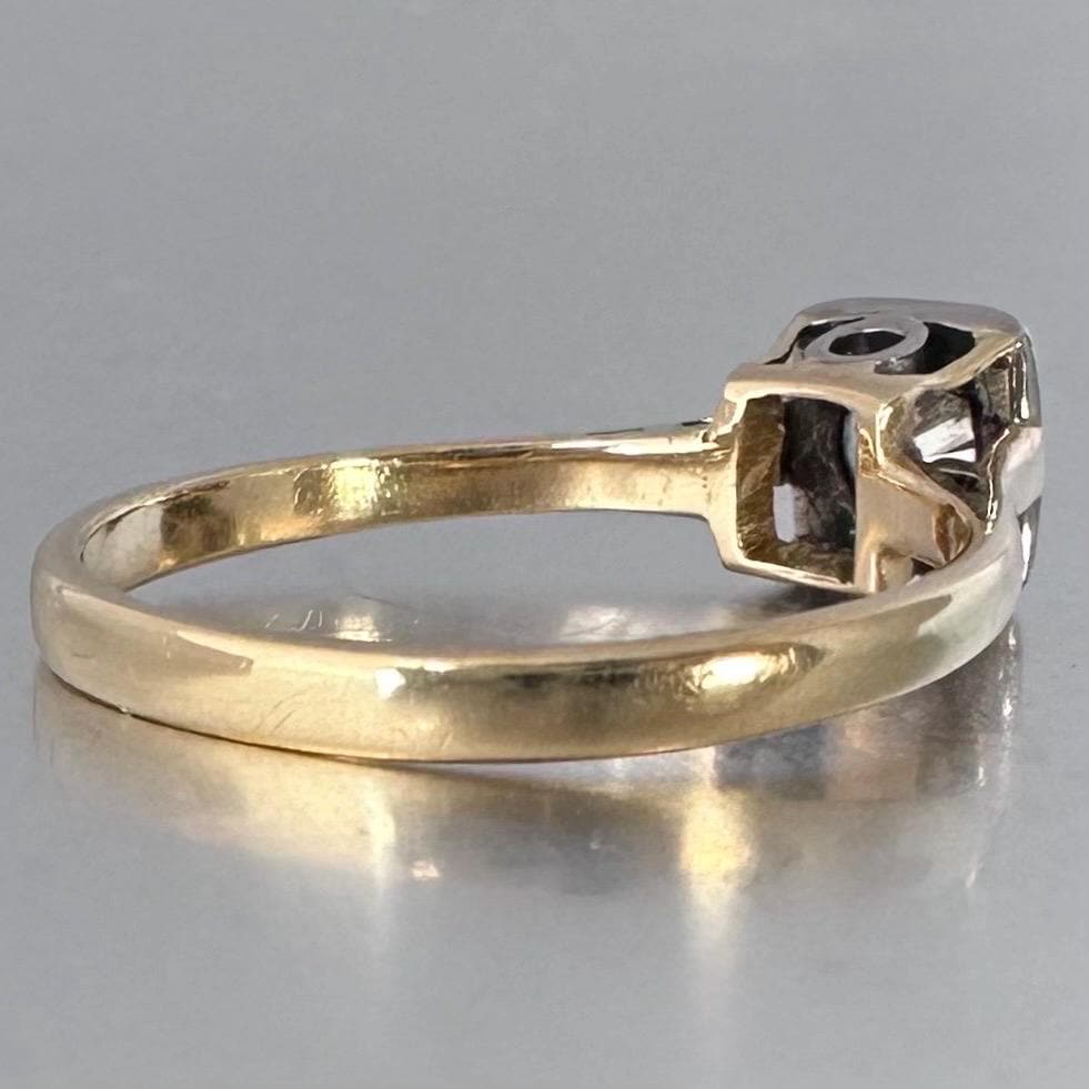 Antique 0.4 ct Diamond Solitaire Ring 18k Gold Platinum, US 6.75 UK N Diamonds Assessed by DGA Gem-A Specialist