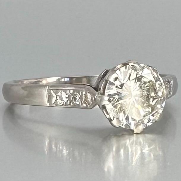 Antique 0.87 ct Diamond Solitaire Ring, 18 carat gold, K.5 / 5.5 Assessed by Gem-A Diamond Specialist