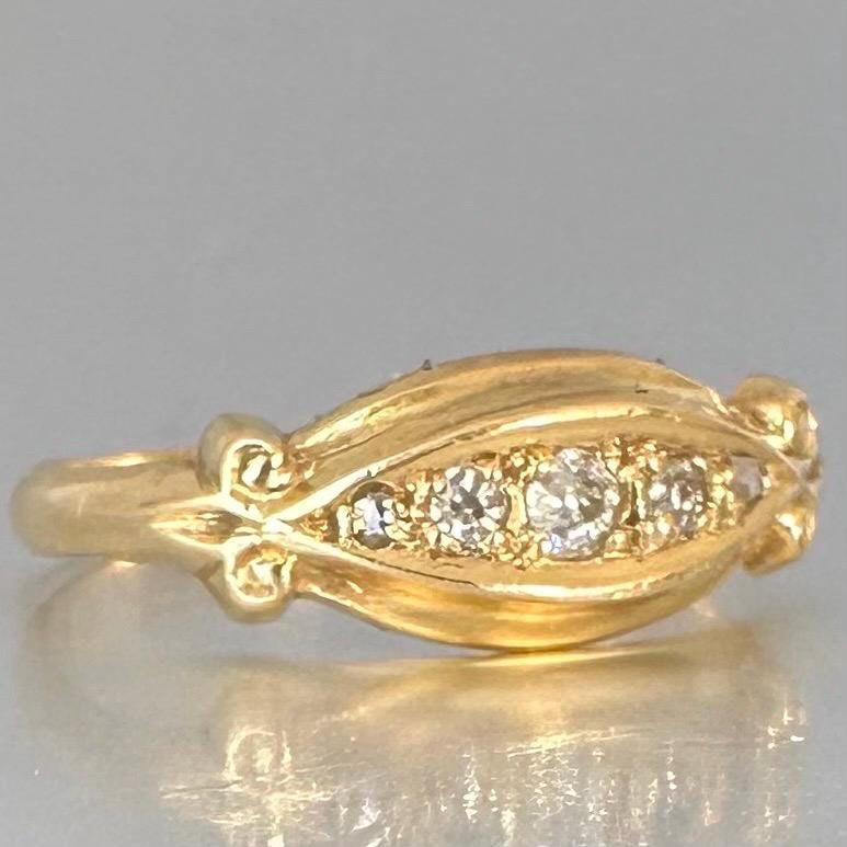Antique 18ct Gold Diamond Ring: Five Stone Old European Cut, Chester England Diamonds Assessed by Gem-A Specialist