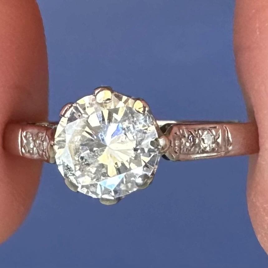 Antique 0.87 ct Diamond Solitaire Ring, 18 carat gold, K.5 / 5.5 Assessed by Gem-A Diamond Specialist