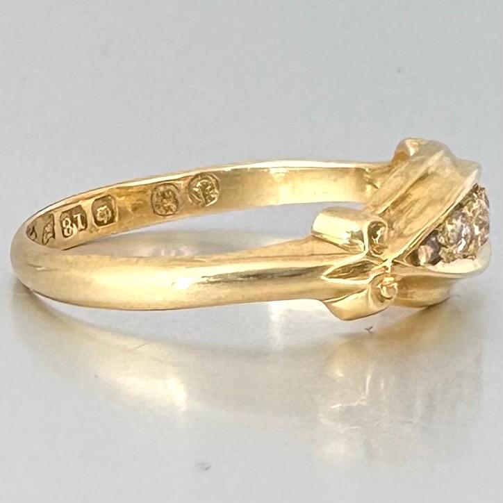 Antique 18ct Gold Diamond Ring: Five Stone Old European Cut, Chester England Diamonds Assessed by Gem-A Specialist