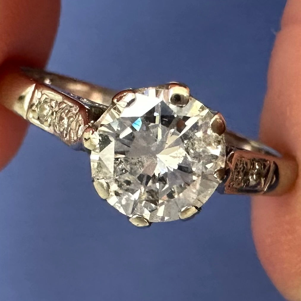 Antique 0.87 ct Diamond Solitaire Ring, 18 carat gold, K.5 / 5.5 Assessed by Gem-A Diamond Specialist