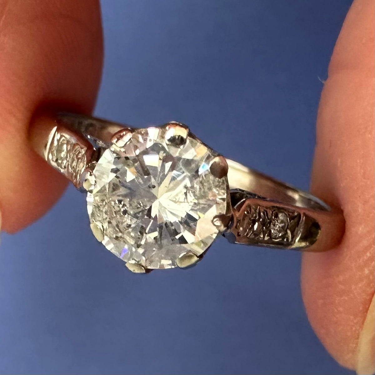 Antique 0.87 ct Diamond Solitaire Ring, 18 carat gold, K.5 / 5.5 Assessed by Gem-A Diamond Specialist