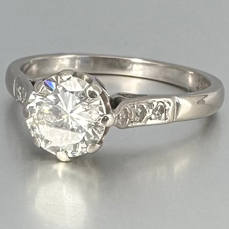 Antique 0.87 ct Diamond Solitaire Ring, 18 carat gold, K.5 / 5.5 Assessed by Gem-A Diamond Specialist