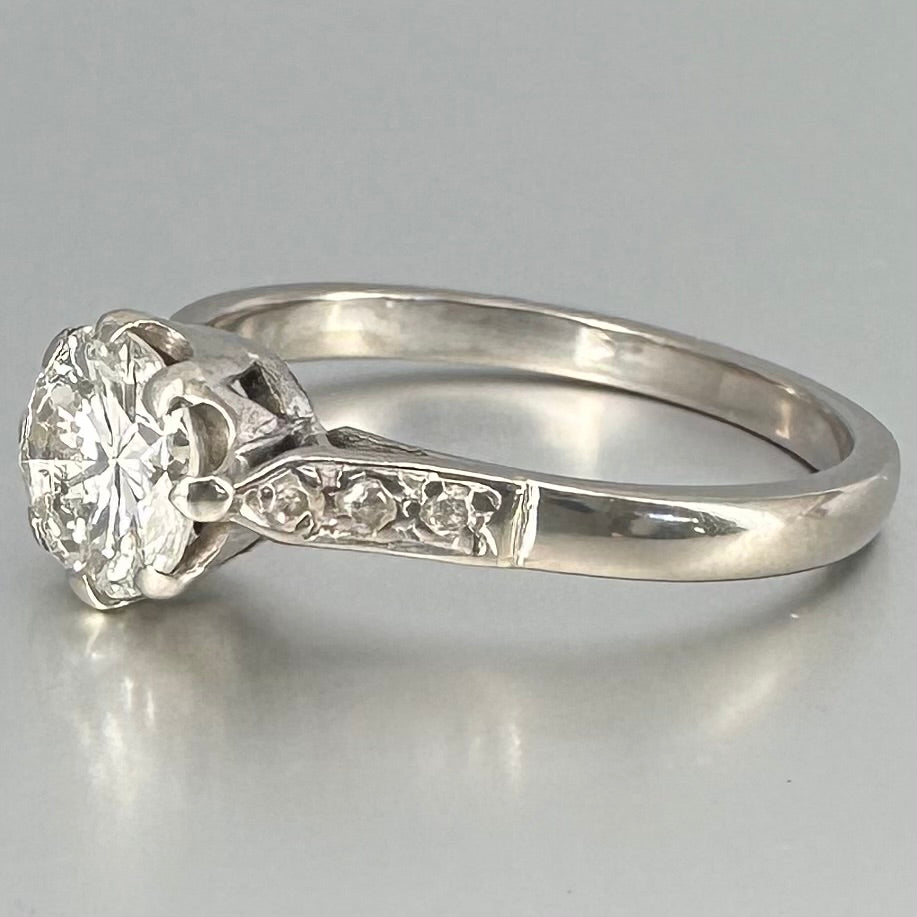 Antique 0.87 ct Diamond Solitaire Ring, 18 carat gold, K.5 / 5.5 Assessed by Gem-A Diamond Specialist