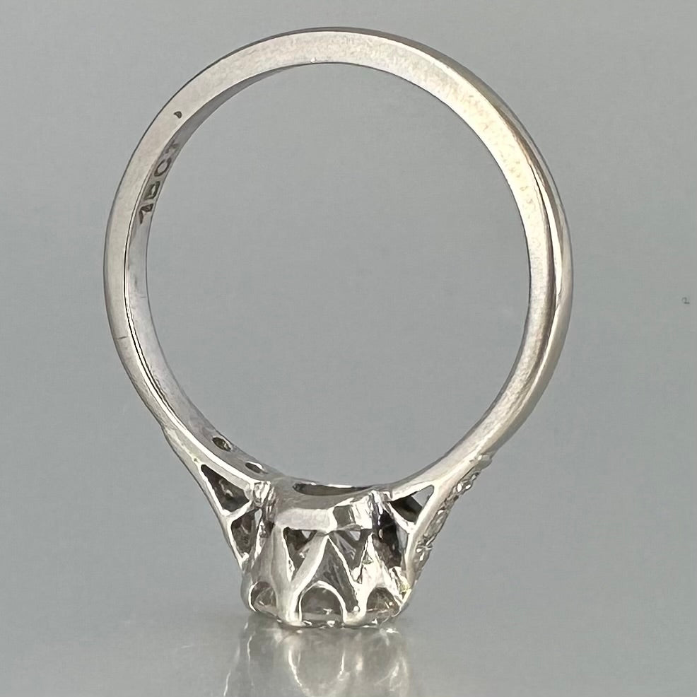 Antique 0.87 ct Diamond Solitaire Ring, 18 carat gold, K.5 / 5.5 Assessed by Gem-A Diamond Specialist