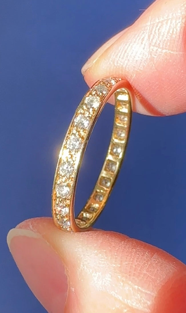 Antique 0.7 carat Diamond Full Eternity Band Ring - 22 ct Yellow Gold Diamonds Assessed by DGA Gem-A Specialist