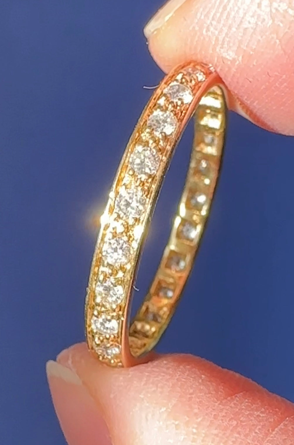 Antique 0.7 carat Diamond Full Eternity Band Ring - 22 ct Yellow Gold Diamonds Assessed by DGA Gem-A Specialist