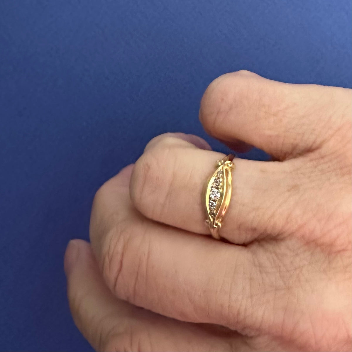 Antique 18ct Gold Diamond Ring: Five Stone Old European Cut, Chester England Diamonds Assessed by Gem-A Specialist