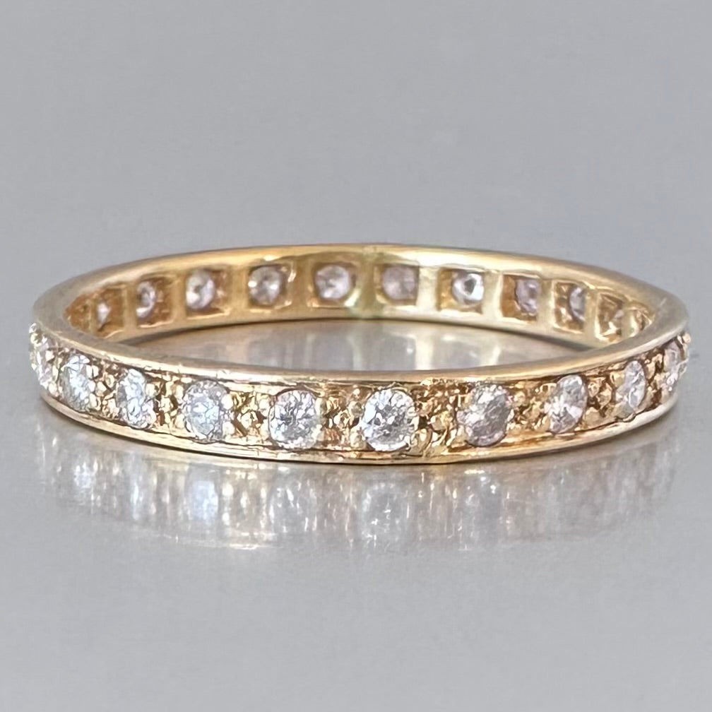 Antique 0.7 carat Diamond Full Eternity Band Ring - 22 ct Yellow Gold Diamonds Assessed by DGA Gem-A Specialist