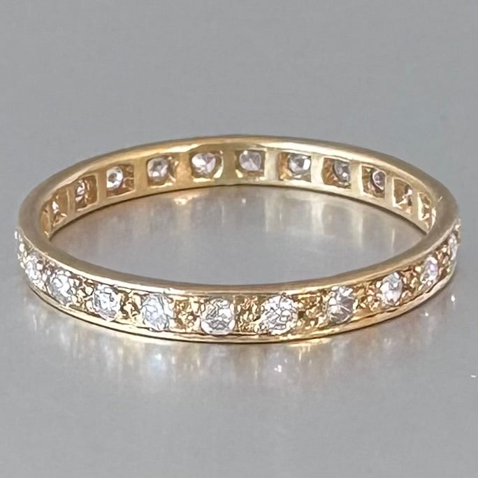Antique 0.7 carat Diamond Full Eternity Band Ring - 22 ct Yellow Gold Diamonds Assessed by DGA Gem-A Specialist