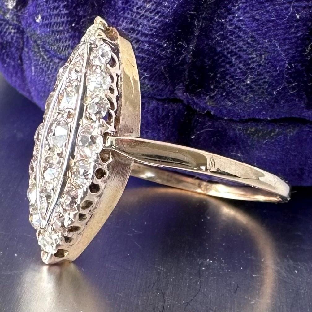 Antique 9 ct gold Old Mine Cut Diamond Ring: 1.21 Carats natural mined diamonds, Diamonds Assessed by DGA Gem-A Specialist