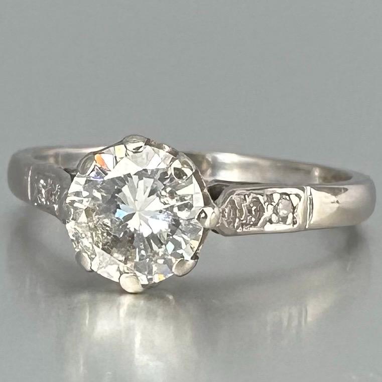 Antique 0.87 ct Diamond Solitaire Ring, 18 carat gold, K.5 / 5.5 Assessed by Gem-A Diamond Specialist