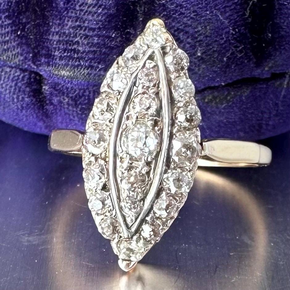 Antique 9 ct gold Old Mine Cut Diamond Ring: 1.21 Carats natural mined diamonds, Diamonds Assessed by DGA Gem-A Specialist