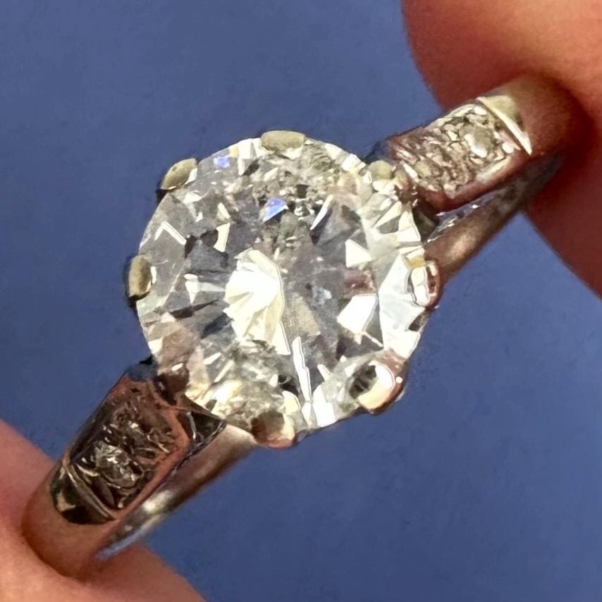 Antique 0.87 ct Diamond Solitaire Ring, 18 carat gold, K.5 / 5.5 Assessed by Gem-A Diamond Specialist